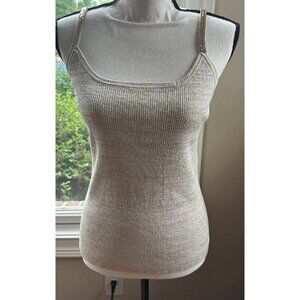 NWT Michelle Antonelli Womens Size M Medium Gold Sparkly Silk Blend Tank Top‎